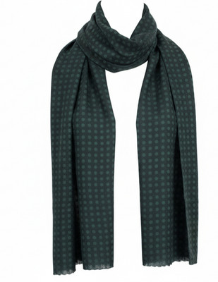$400 NWOT MATTABISCH Gray w Green Dots Men's Wool & Silk Scarf Italy 12''X64''