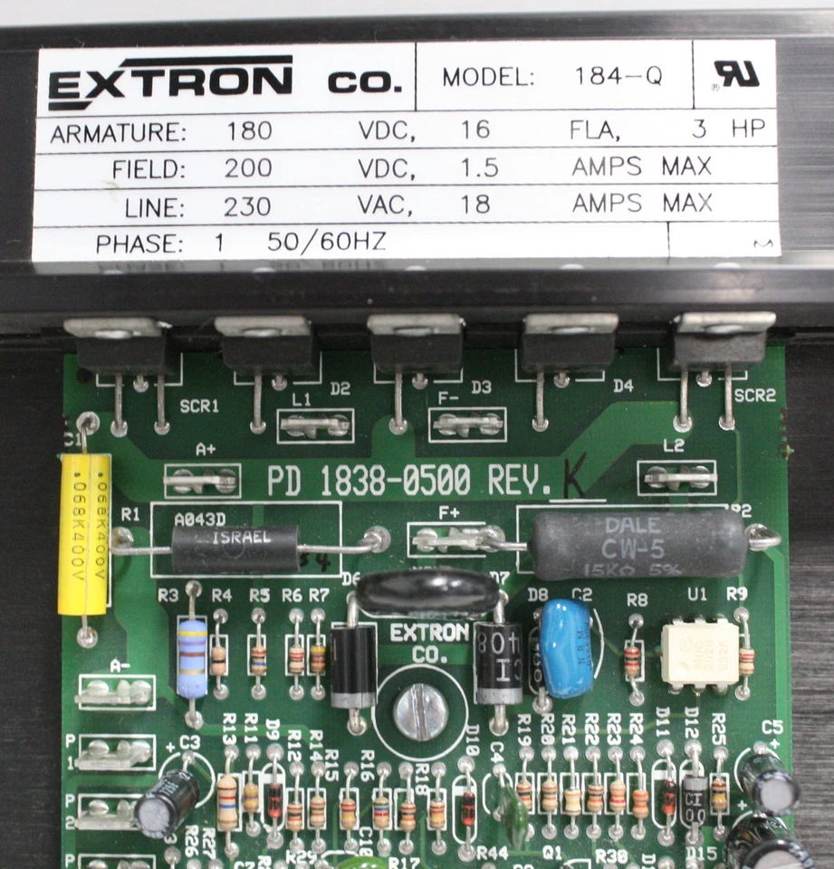 EXTRON 184-Q P1837-0510 Arm 180 VDC 16 FLA 3 HP Field 200 DC Line 230AC 18A Max - Image 2 of 4