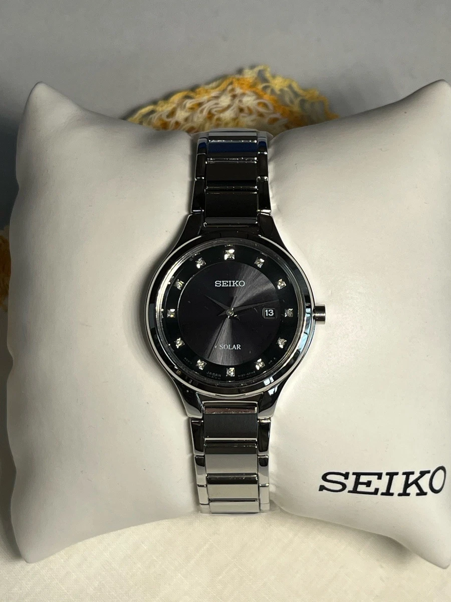 SEIKO DIAMOND BLK STEEL FACE BRACELET WATCH SUJF85***NEEDS BATTERY SEIKO DIAMOND BLACK STEEL BLACK FACE BRACELET WATCH SUJF85  main image 4