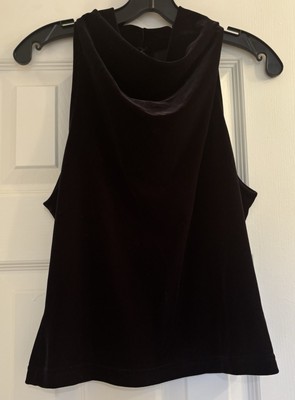 Cachet Night Out Crushed Velvet Size 8 Cowl Neck Sleeveless Rhinestone Button 