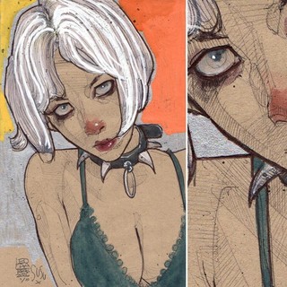 #SUZ With Spike Ballpoint Ink on toned Tan paper 8.5x5.5in by Leo Charre