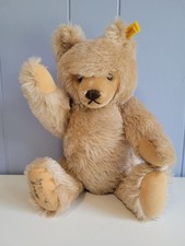 Vtg STEIFF Teddy Bear 0201/41 Jointed Honey Color 15" Ear Button Tag Signed READ