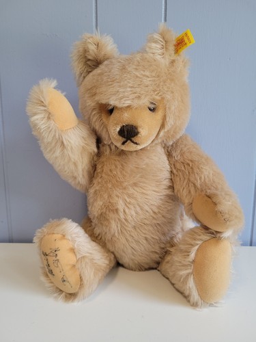 Vtg STEIFF Teddy Bear 0201/41 Jointed Honey Color 15" Ear Button Tag Signed*READ