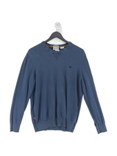 Timberland Men's Jumper L Blue 100 Cotton Round Neck Pullover