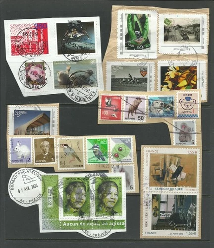 ? Worldwide Used Stamps Lot Japan France Germany Mandela Art Space Wildlife