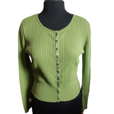 Woolovers Cropped Cardigan mit Zopfmuster Knopfleiste Seidenmischung Grün...