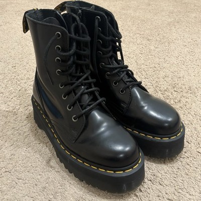 Dr Martens Jadon Black Leather Platform Boots Mens US 7 Womens 8