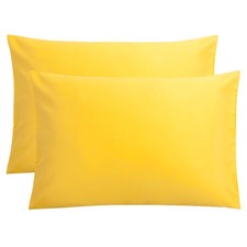 Soft Microfiber Pillow Covers Queen Size, 2 Pack, Envelope Design, Yellow
