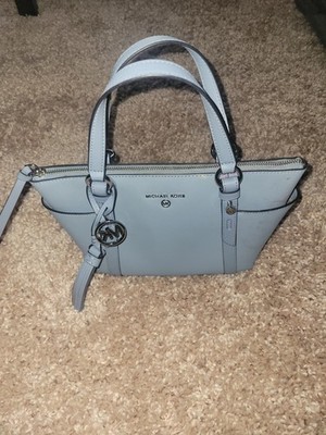 Michael Kors Sullivan Small Convertible Top Zip Leather Tote Sky Blue