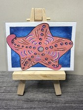 ACEO Original Art Card Cute Ocean Creatures Starfish Sea Animals all.things.ali