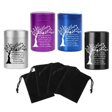 RIPFEVURN 4pcs Tree of Life Small Urns for Human Ashes 2.75 Inch Mini Butterf...
