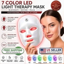 7 Color LED Facial Mask Red Light Therapy Acne Repair Skin Brighten Beauty Mask