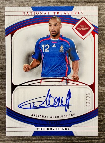 Thierry Henry 2022 National Treasures FIFA World Cup France Legend Auto Red #/25