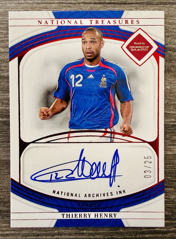 Thierry Henry 2022 National Treasures FIFA World Cup France Legend Auto Red #/25