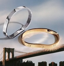 7mm Love Unlimited Flexible Solid Gold 18k White Gold Unisex Bracelet All Size