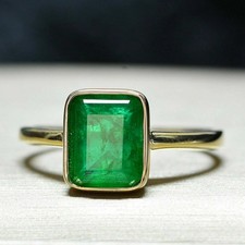 Lab-Created Emerald 2.00Ct Emerald Cut Engagement Ring 925 Sterling Silver