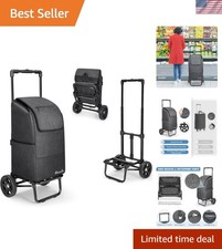 Durable 2-in-1 Shopping Cart on Wheels - 330 lbs Black Cart with Waterproof Tote