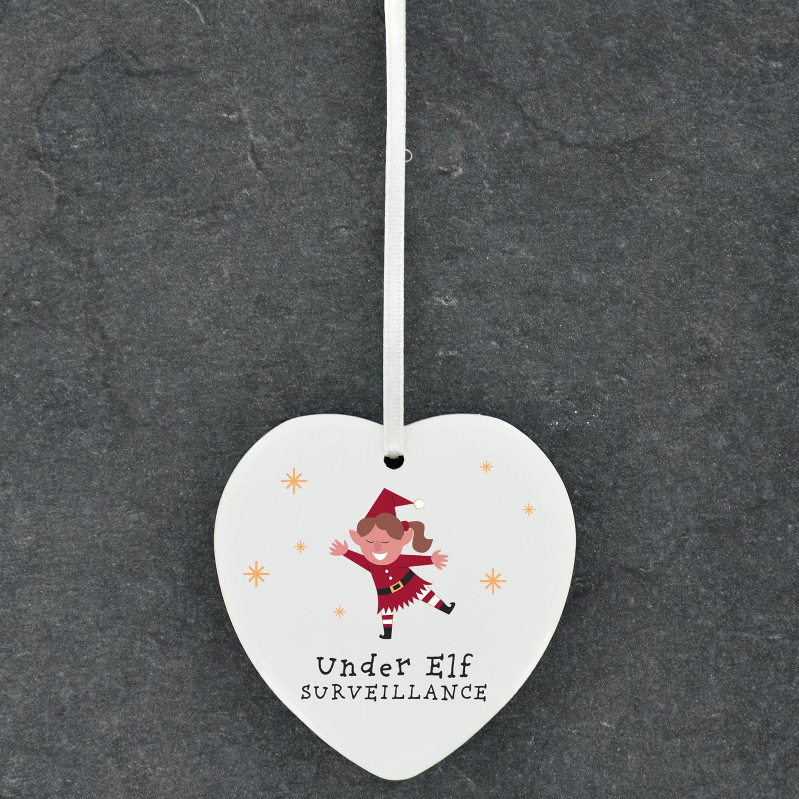 UNDER ELF SURVEILLANCE CERAMIC HEART DCOR