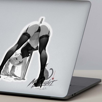 Elf 3in B&W Vinyl Sticker Anime Manga Waifu Lewd Laptop Skateboard Car