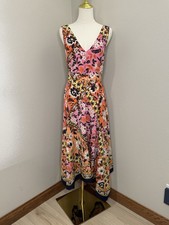 Vince Camuto Floral Patchwork Dress Womens  10 NWT Sleeveless V Neck Fit Flare