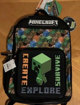 Minecraft Creeper ''Create, Survive, Explore'' Boys' 17'' Light Up Backpack