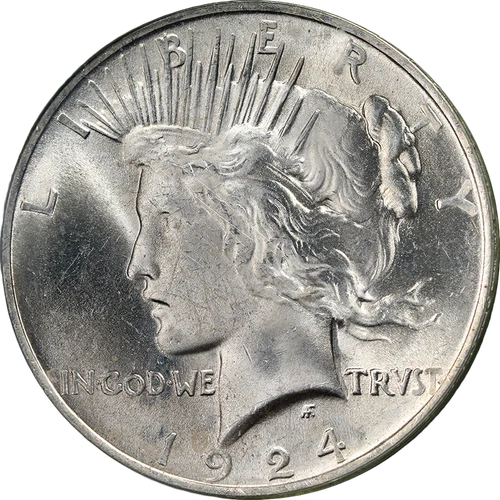 1924-P Peace Dollar PCGS MS62 OGH Great Eye Appeal Nice Strike