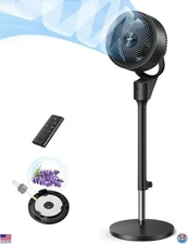 Dreo 80° Oscillating Pedestal Fan - Ultra Quiet 25dB, 80ft Circulator, Remote,
