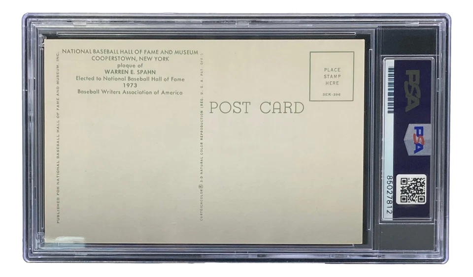 Warren Spahn Signed 4x6 Milwaukee Braves Hall Of Fame Plaque Card PSA/DNA - Image 2 of 4