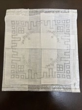 Vintage White Linen Handkerchief - Embroidery Cutwork Hand Rolled Hem - Unused