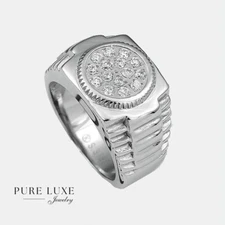 Men's Stainless Steel Cubic Zirconia,Brilliant Rings #8-13*High Polish*Box