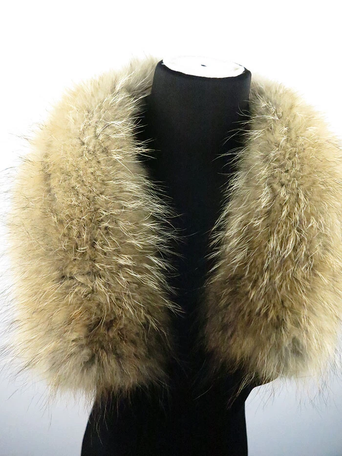 Cuello/envoltura/bufanda/cuello gorra unisex/cuello chaqueta 100 % piel mapache real 75*15 cm Foto 4 de 4