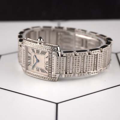 Cartier Tank Francaise 20mm Custom Iced Out 4ct Genuine Diamonds