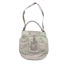 Marc By Marc Jacobs Shoulder Bag Purse Beige Gray Nylon Heart Pattern Lined