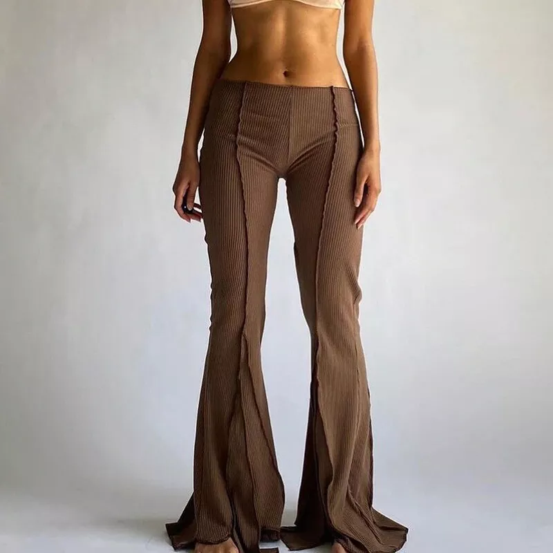 Vintage Hippie Low Waist Flare Pants Elastic Trousers Boho Festival Bell  Bottoms