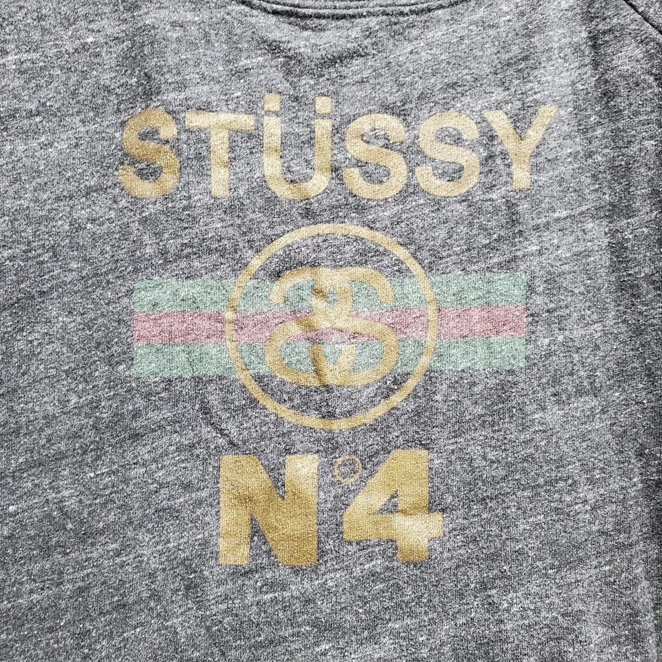 Sudadera Stussy Mujer Pequeña Gris N4 Cuello Redondo Manga Larga Hecha en EE. UU. Foto 3 de 4