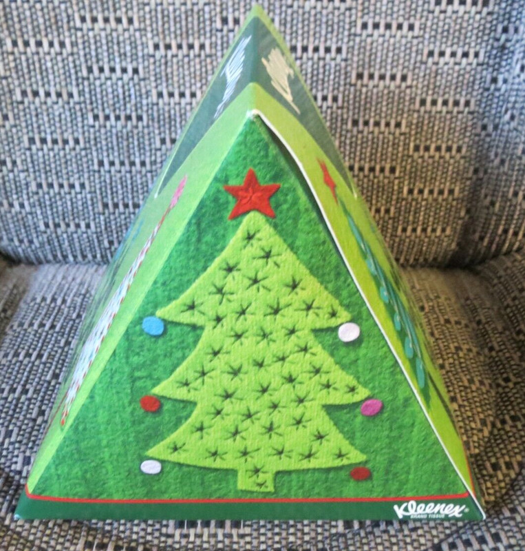 KLEENEX TRIANGLE CHRISTMAS TREE BOX OF KLEENEX FULL NEVER USED
