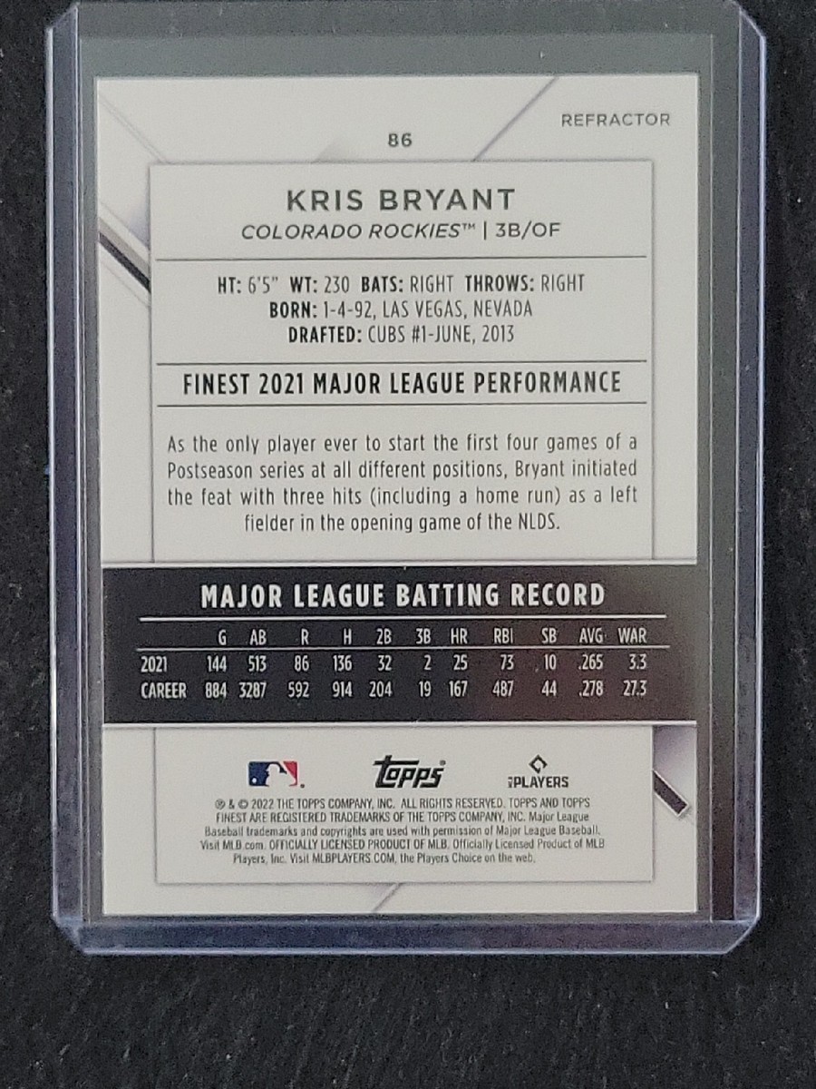 Kris Bryant 2022 Topps Finest Silver Refractor SP 🔥 Rockies 🔥 | eBay