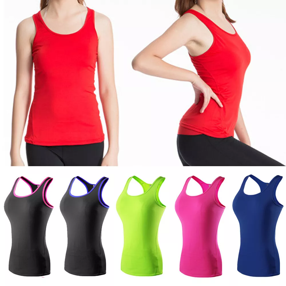 Women Tight Sports Vest Activewear Tops Yoga Gym Running Quick Dry