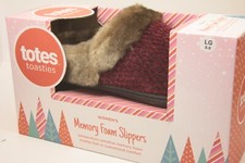 New in Box Totes Toasties Women's Memory Foam Slippers LG 8-9 Burgundy
