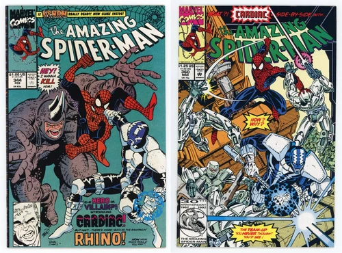 Amazing Spider-Man #344 FN & 360 NM 1st full Cletus Kasady Carnage & Cardiac LOT