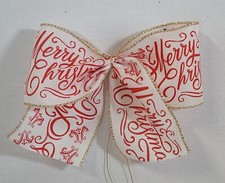 Set of 10 Handmade Christmas Tree Bows Package White Red Merry Christmas New