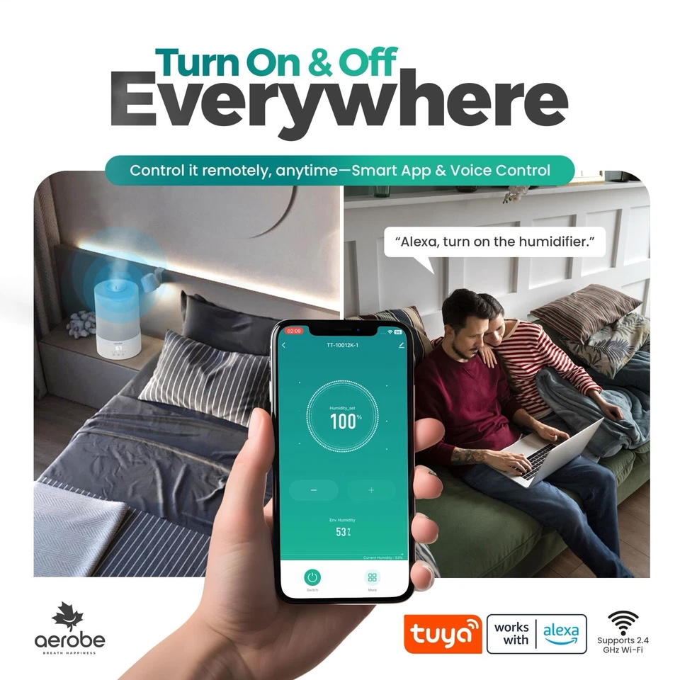 Smart humidifier2.5L for bedroom/office/baby/shortness of breath work with Alexa - Image 3 of 4