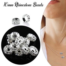 10MM Silver Plated Spacer Beads for Bracelets Making Rhinestone Crystal Beads
