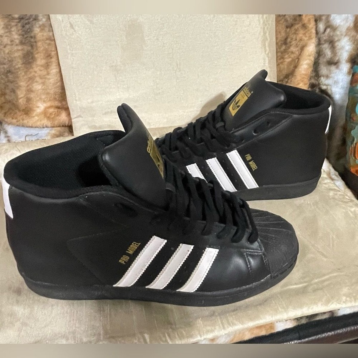 ADIDAS ORIGINAL PRO MODEL MEN'S-BLACK/WHITE‎ SIZE 10.5 | eBay