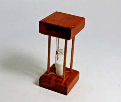 Vintage Wood Souvenir Egg Timer Kitchen Hourglass Ohio Turnpike Wooden 4'' Tall
