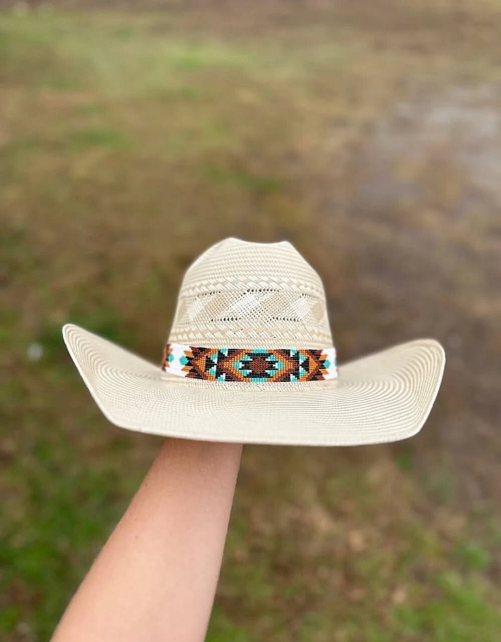 Western Seed Beaded Hat Band Fit Cowboy Hatband South West Multi Color Hat Band