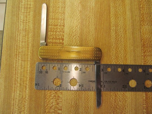 1940-60's Colonial Prov. USA 2-7/8" Closed 2 Blade Fancy Brass Toledo Scale + 3 - Picture 4 of 11