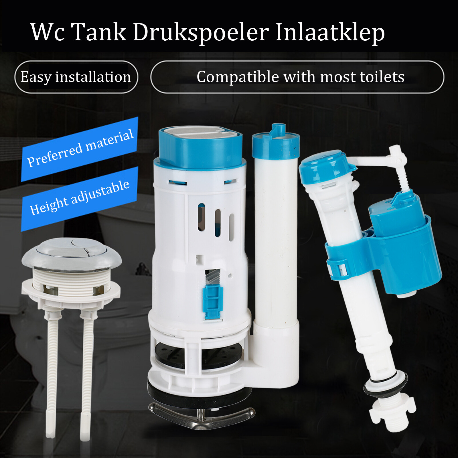 Cistern Toilet Repair Kit Fill Flush Valve Dual Button Water Tank