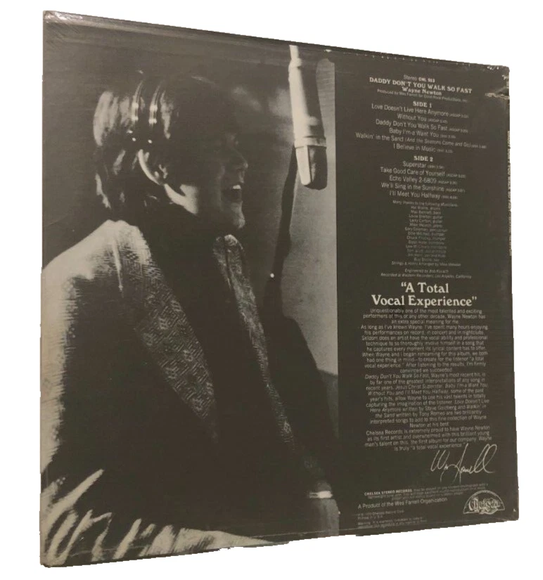 Wayne Newton Daddy Chelsea CHL 513 Cut-out Stereo Vintage 70s LP Vinyl New - Image 2 of 2