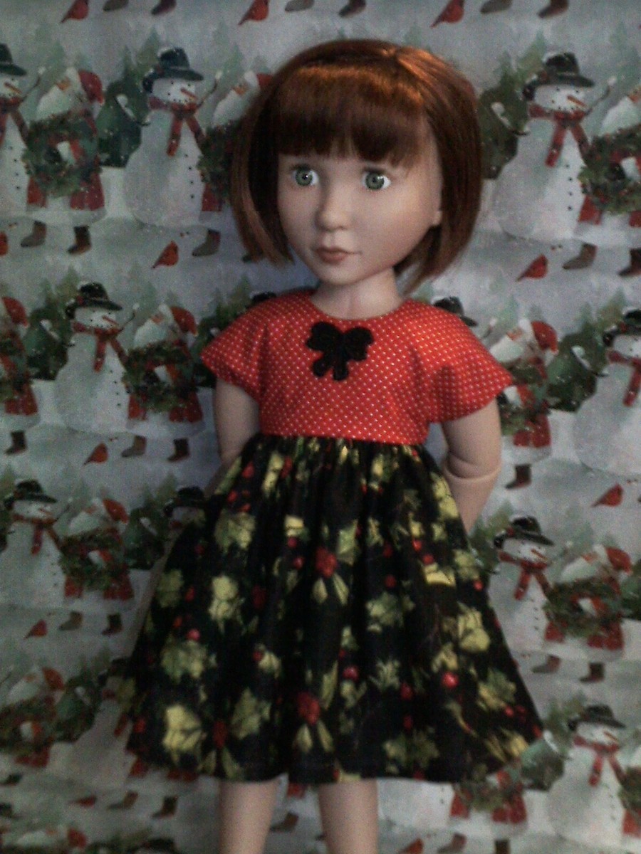 white christmas dresses Embroidered Christmas Holly Bow Dress main image 1